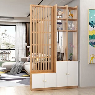 饰鞋 装 柜一体 原木风格 屏风隔断客厅遮挡进门实木玄关柜入户门新款