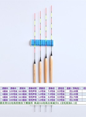 DZ01硬尾电子漂细长身LED排灯短脚鲫鱼罗非高灵敏高亮芦苇夜光漂