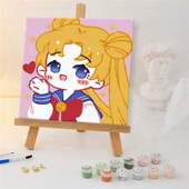 非定制DIY数字油画创意制作手工填色涂色油彩填充卡通装 饰画摆件