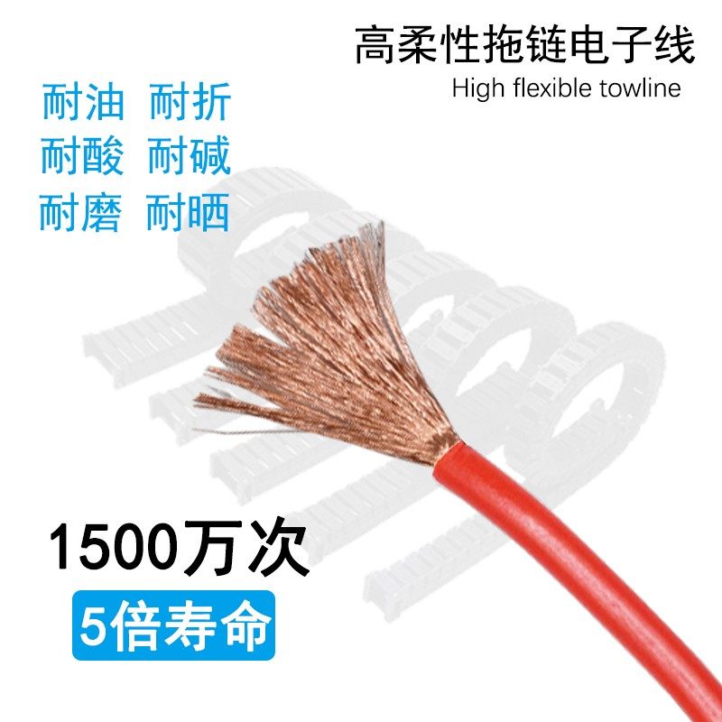 耐折弯高柔性TRV0.3 0.5 0.75 1 1.5耐油单芯多股铜芯拖链电子线