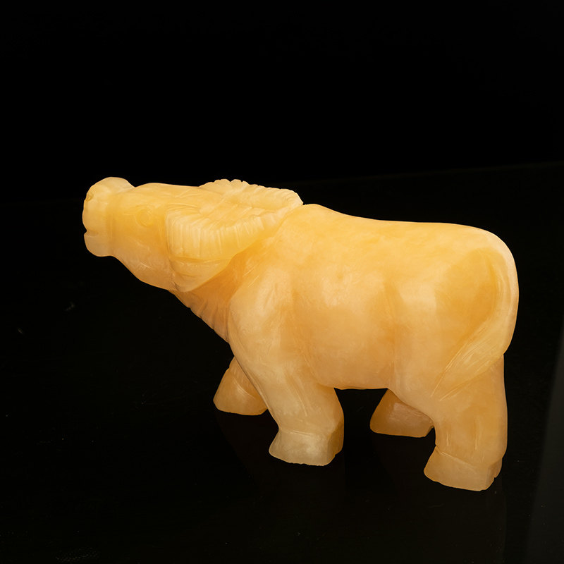 天然黄玉石牛摆件大号生肖水牛招财牛站牛玄关家居新房工艺礼品摆