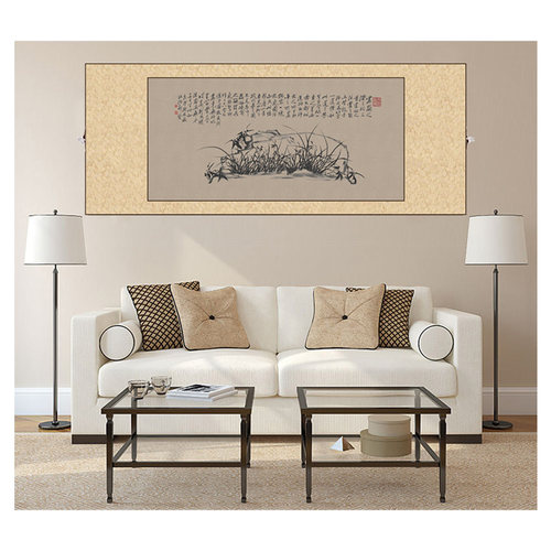 郑板桥竹子图 兰花图国画装饰画壁画沙发背景墙玄关横幅卷轴挂画