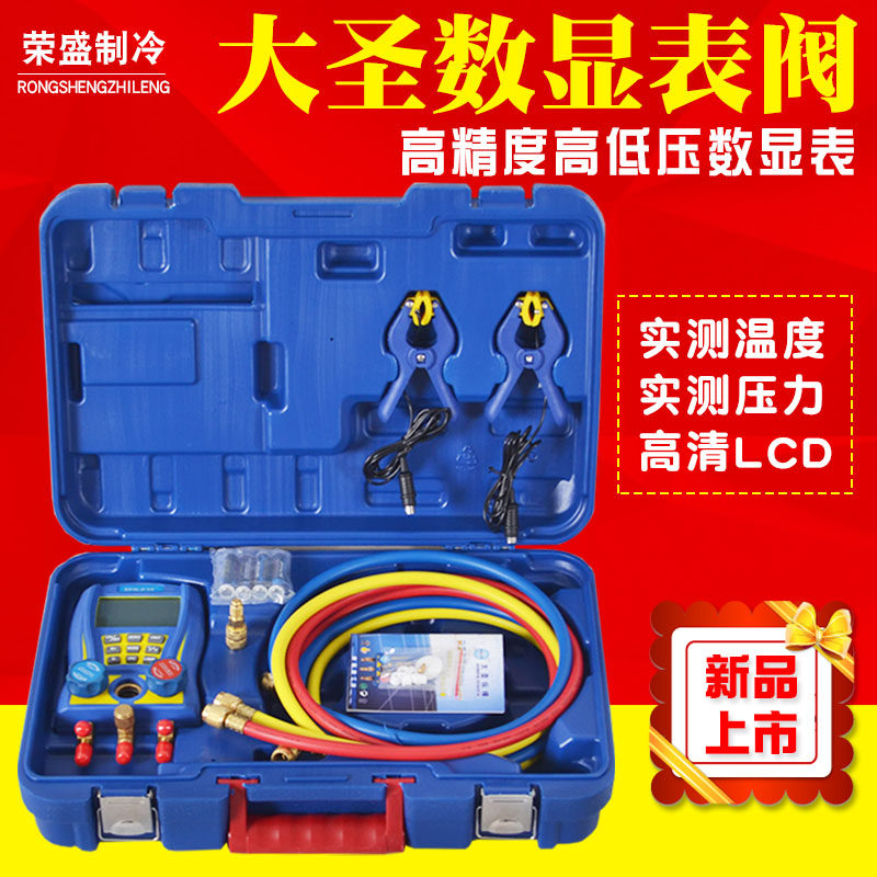 大圣冷媒加氟双表 空调加氟工具套装雪种加氟汽车空调加液表工具