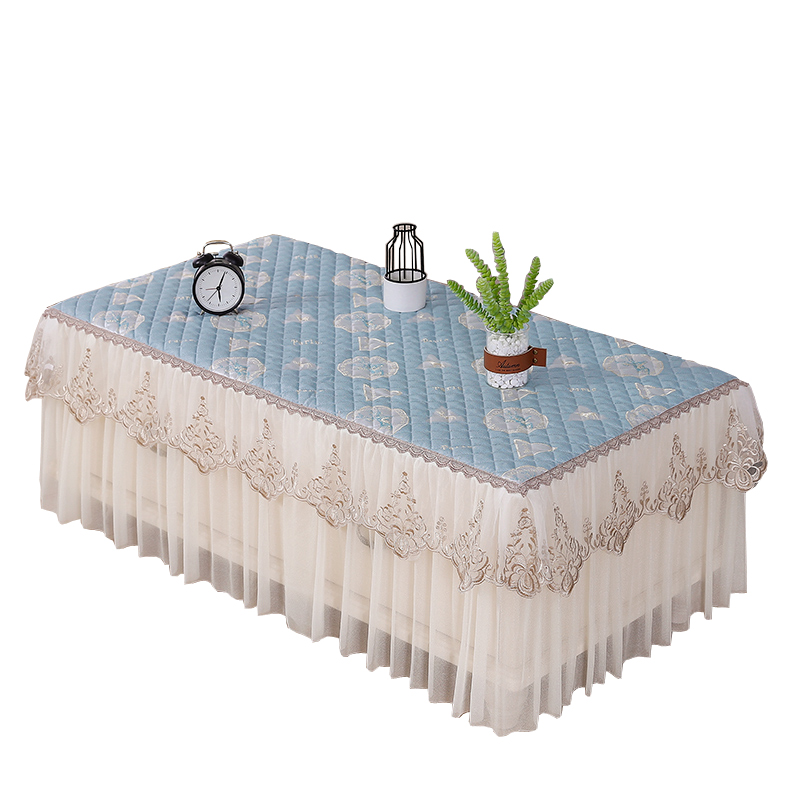 防滑茶几桌布罩全包简约现代蕾丝客厅盖布垫长方形茶机桌罩台布