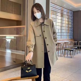 爆款中长款高级感风衣女春秋新款韩版宽松百搭气质卡其色大衣外套