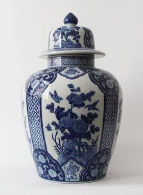 新中式装手绘瓷花器陶KXZ客物厅玄关插花饰品摆件储罐