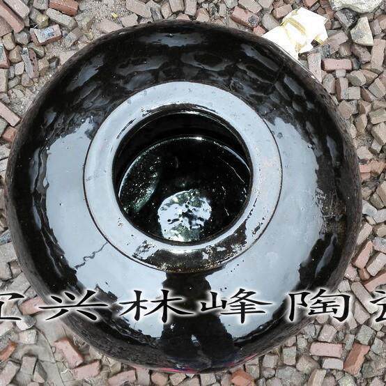 宜兴瓷酒缸酒坛子50斤(25L)水容量233口圆陶黑釉酒坛泡酒壶