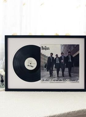 1实D木相框C唱片收藏架2寸胶光盘专辑签名展示架CD框-191壁黑挂框