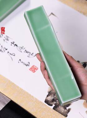 龙泉青瓷镇纸摆件陶手桌把件客厅面装书饰品瓷茶桌书房笔搁镇纸压