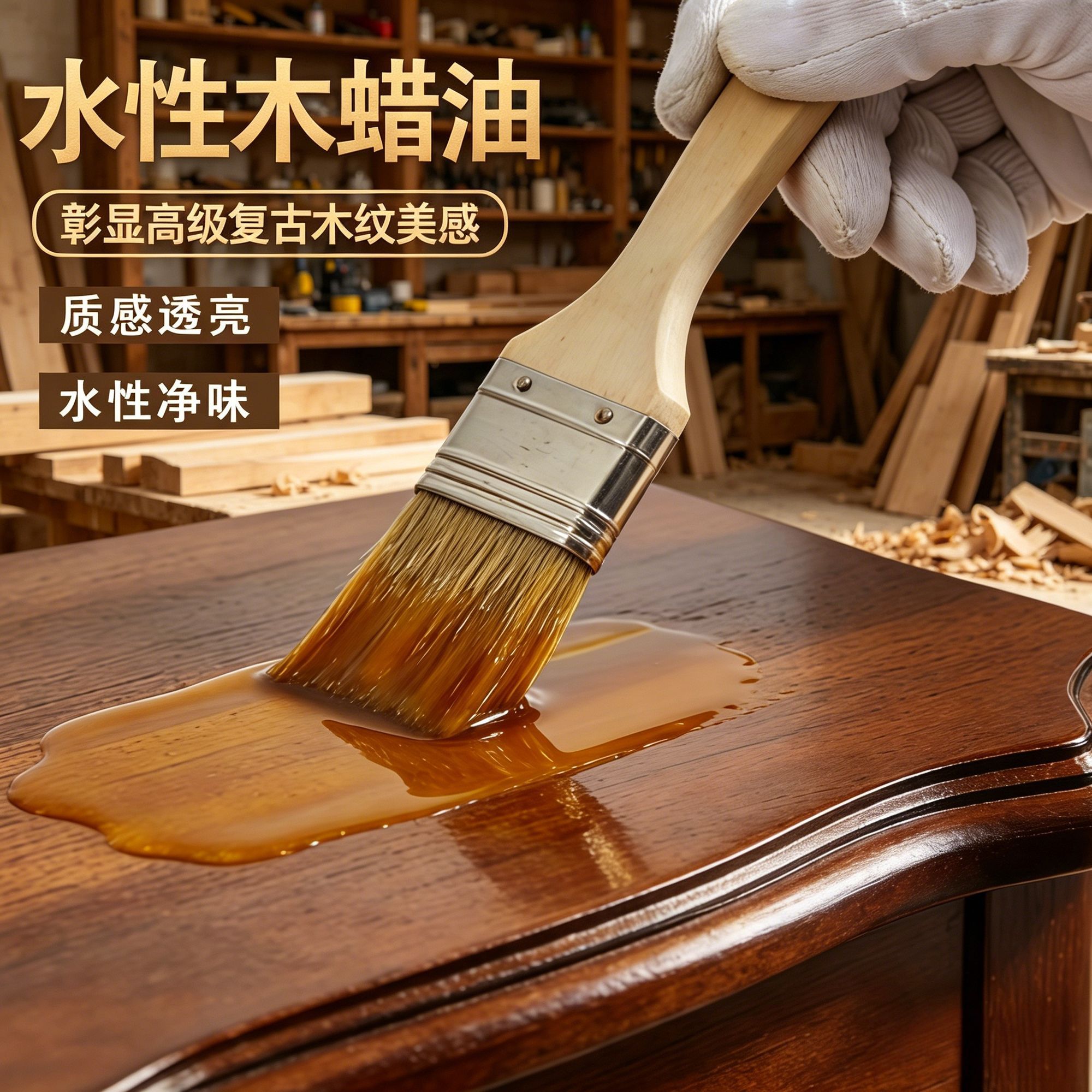 木蜡油漆复古防晒改色防霉水性木色精修棕胡桃木蜡油户外室内专用