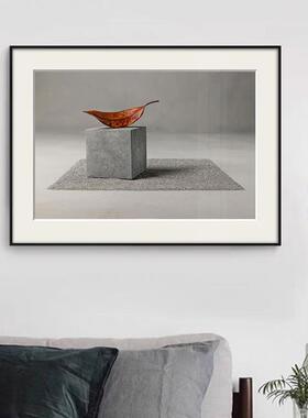 背现物抽象静客厅装饰画简约沙发景代墙卡纸文艺C-404红色叶子抽