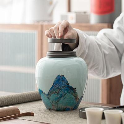 羊脂双玉茶叶罐大号一金装家用陶斤瓷密封罐合层自吸盖无品牌/普