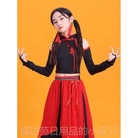 高档新童星童表女童同族款古风舞蹈民潮流套装爵唱士酷酷中式演服