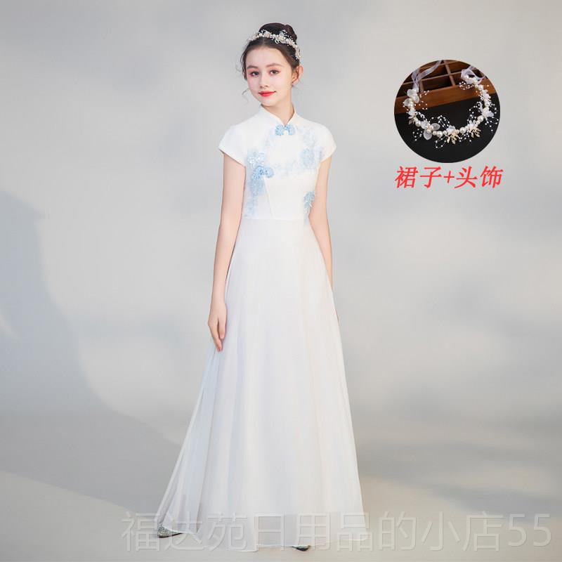 高档儿童弹礼服高端中国女童风古筝演出服合唱比赛服民乐演艺考长图片