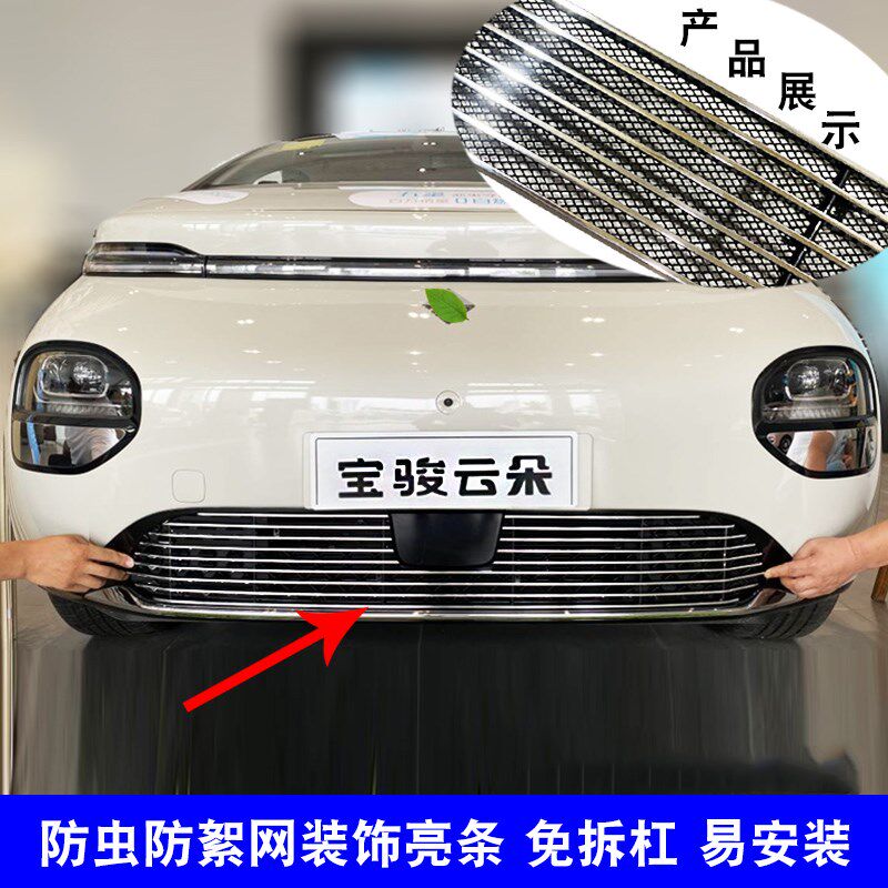宝骏云朵中网外观改装汽车前脸保险杠格栅防护配件防虫网装饰亮条
