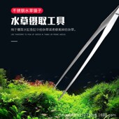 304不锈钢加厚直头弯头特大镊子夹加长防滑鱼缸水草镊子48cm