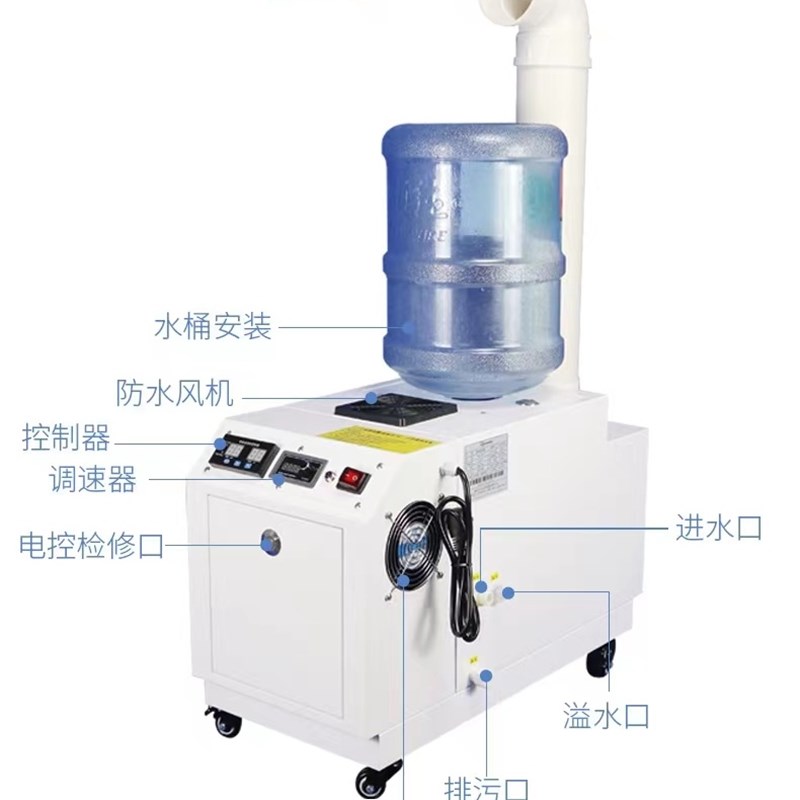 工业超声波喷雾加湿器大雾量蔬菜保鲜雾化机商用大功率烟草回潮增