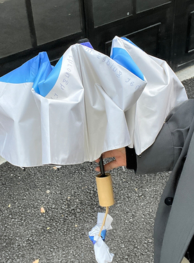 msho/设计师定制款~温柔色高级感晴雨两用摺叠遮阳黑胶伞男女雨伞