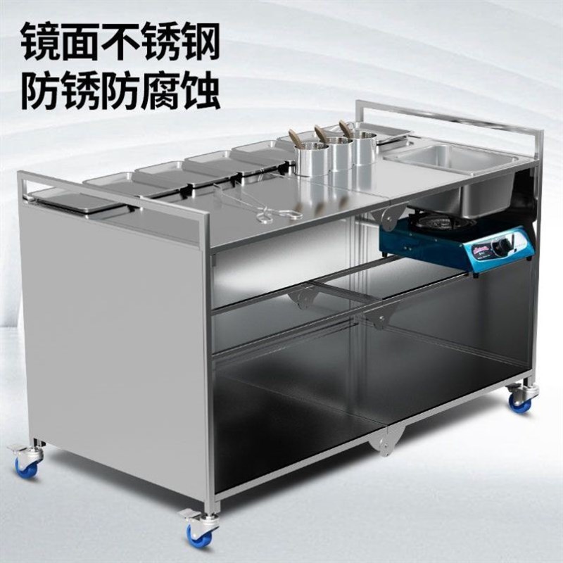 早餐摆摊专用车折叠小吃车移动不锈钢餐车流动摆摊多功能推车架子