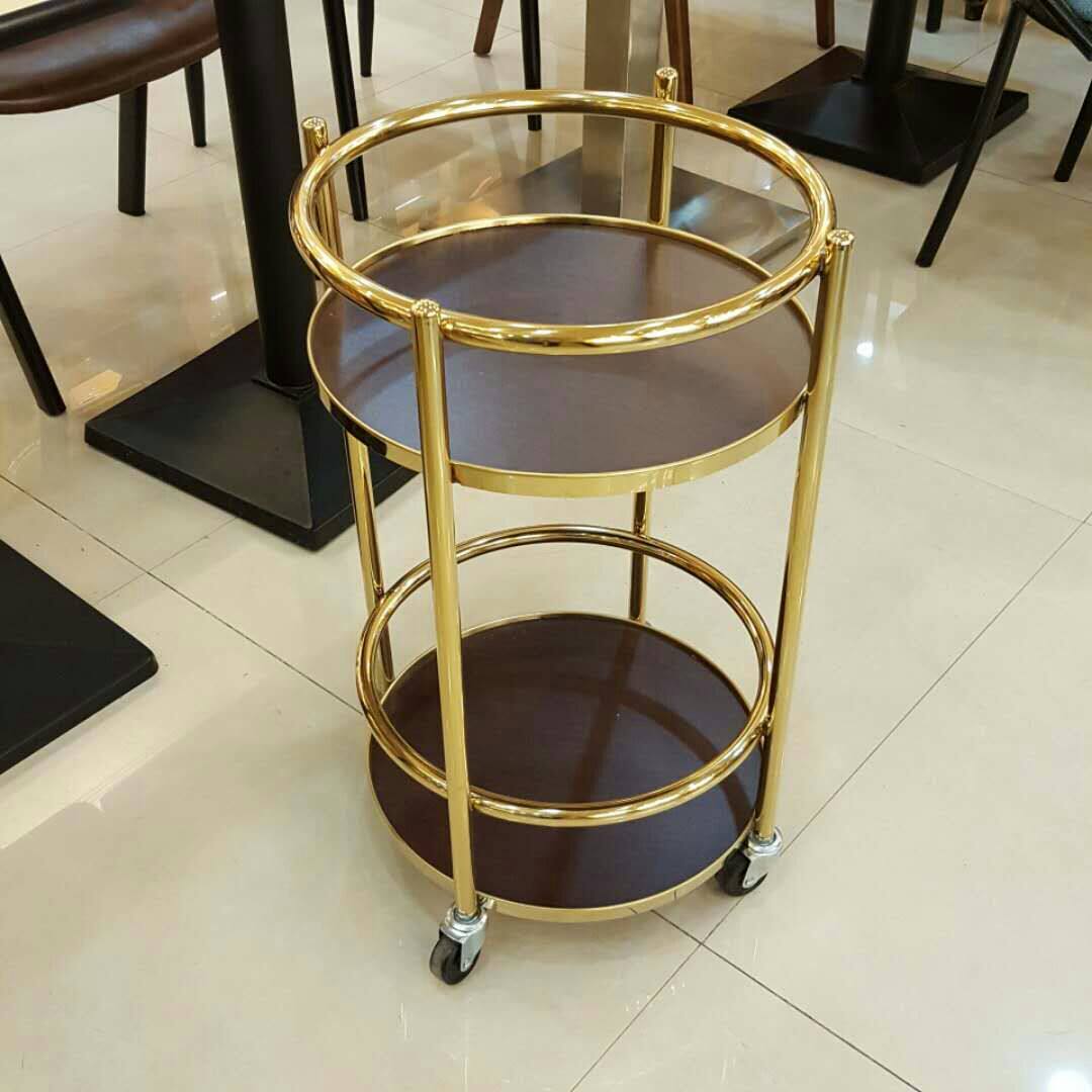 酒店不锈钢餐车酒水车餐厅手推送餐车小推车茶水KTV小吃火锅圆形