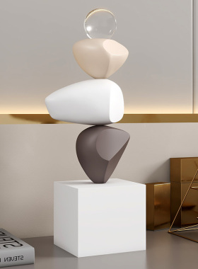 时来运转桌面摆件客厅酒柜办公室房间玄关家居软装饰品石头工艺品