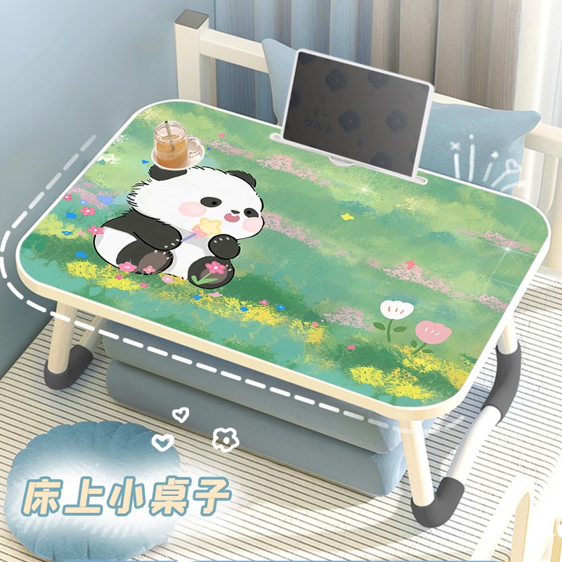 可爱熊猫床上小桌子可折叠懒人餐桌宿舍上铺饭桌小桌板卧室飘窗桌