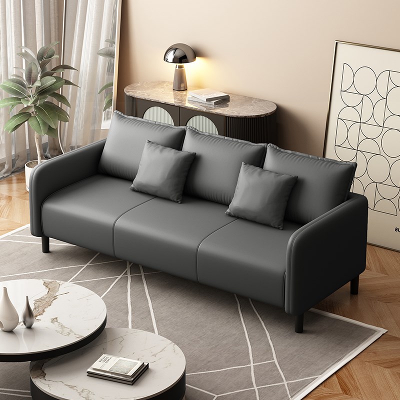 意式极简皮沙发客厅小户型三四人位直排办公皮艺沙发公寓人现代