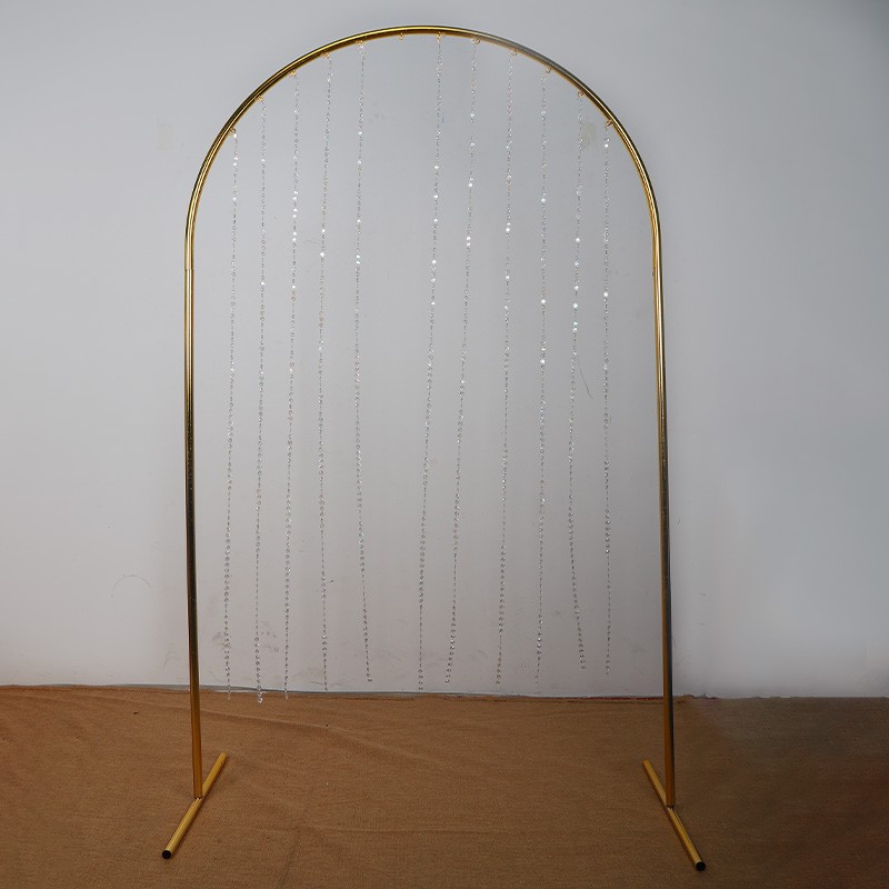 新款路引婚庆道具高山流水金色白色铁艺舞台婚外婚礼拱门花架装饰