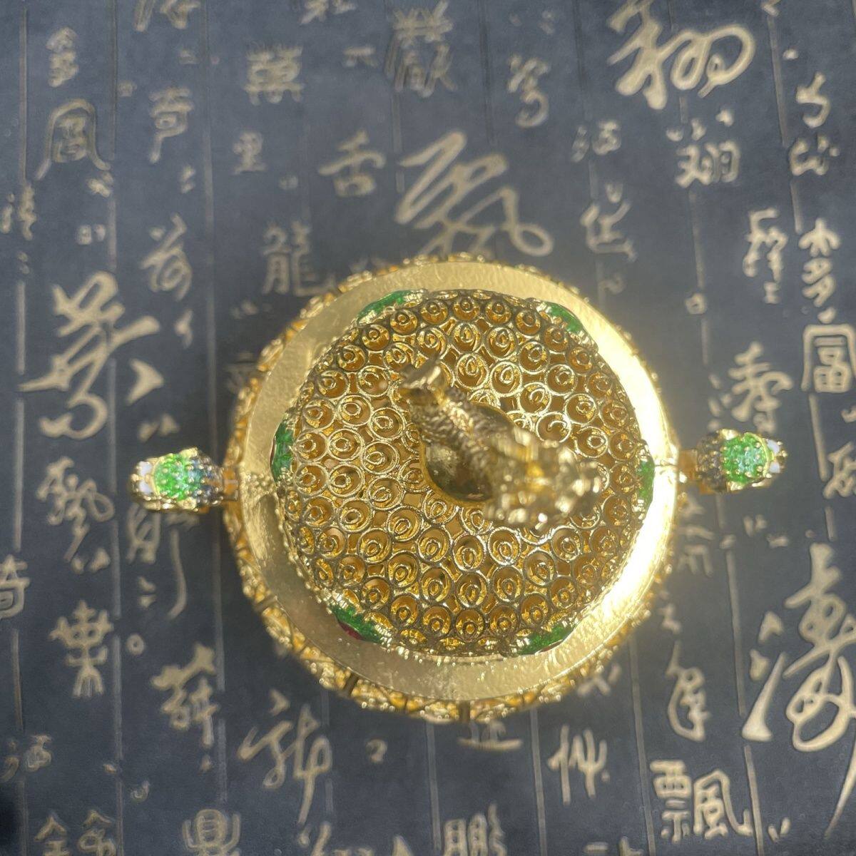 三足麒麟掐丝镂空香炉仿古铜器香炉家居佛堂装饰品桌面工艺品摆件
