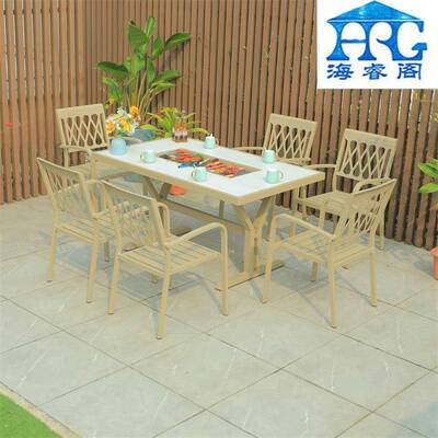 室外餐椅组合室外台小茶几咖啡厅烧烤店民宿露H-1013阳天休闲铁艺