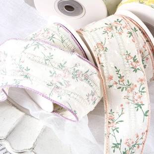 田园风包清新镂小空FWP条纹印花棉布带手蝴蝶工结服装辅料装草帽