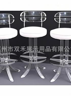 美式i现代简约酒吧椅旋转shbr188用靠背工业风高脚椅ns透明亚克家