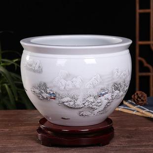 睡莲花盆青花瓷特碗莲荷花水花盆种铁树发财缸树花1盆庭院大陶瓷