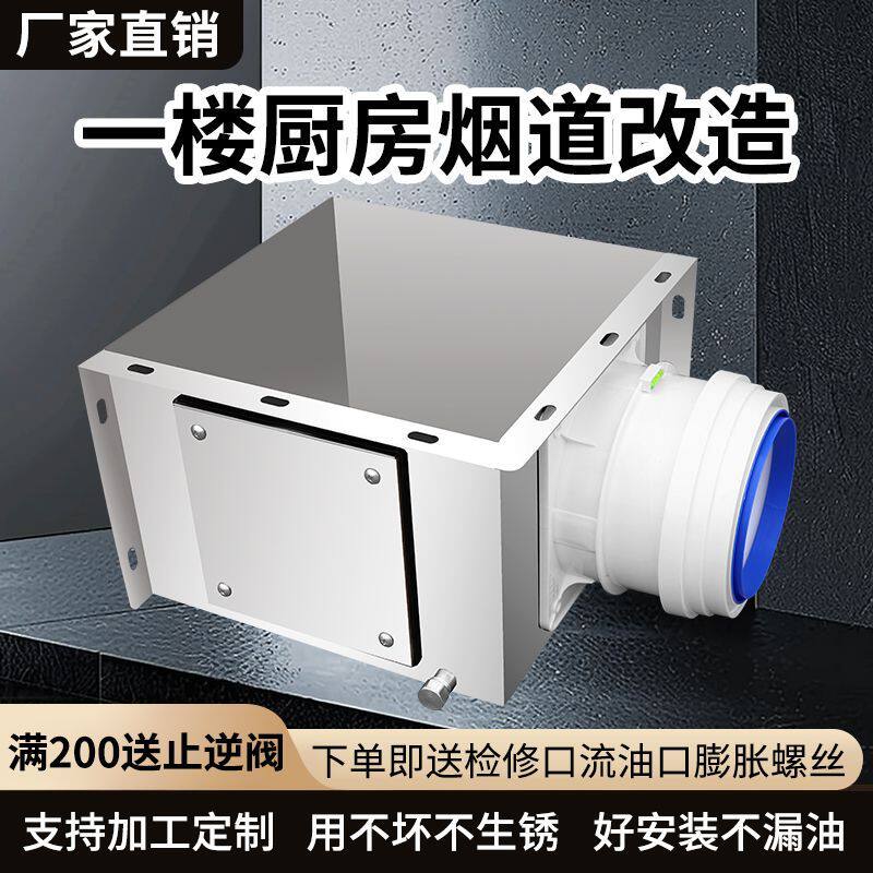 一楼烟道管道改造不锈钢厨房卫生间风管烟道封堵盖定制烟道箱盒子