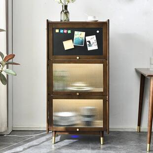 家逸实木书带门客厅室北门欧玻璃收纳柜落地柜JTA子柜卧多功能储