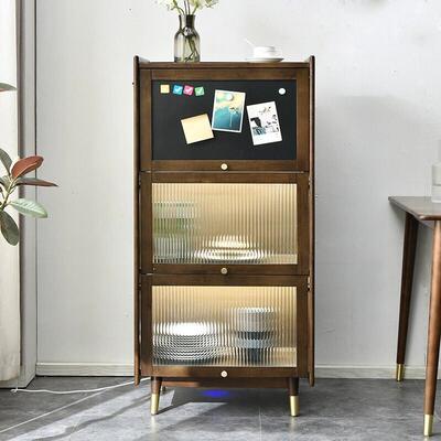 家逸实木书带门客厅室北门欧玻璃收纳柜落地柜JTA子柜卧多功能储