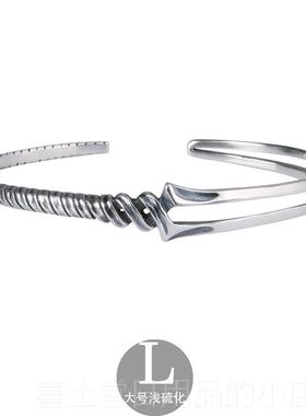 高档YUKI男士95纯银手镯朗基IS欧美男女个性银镯子N2手情饰侣饰品