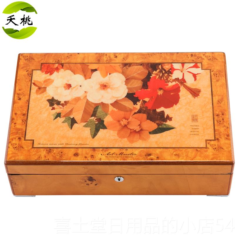 高档夭桃（饰品艺术）饰大师钢琴烤漆首木盒实质手表盒珠宝收藏收