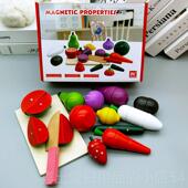 高档早儿童水果蔬菜玩具性切切乐木磁质彷真男女孩教益智一至切二