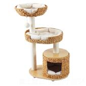 高档出口德国实木层柱子藤架编猫爬猫窝猫树麻剑猫抓板猫跳台多猫