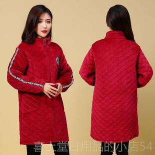 加女士罩衣羽绒护服衣保暖围加绒时厚尚中长纯棉款裙拉链工作