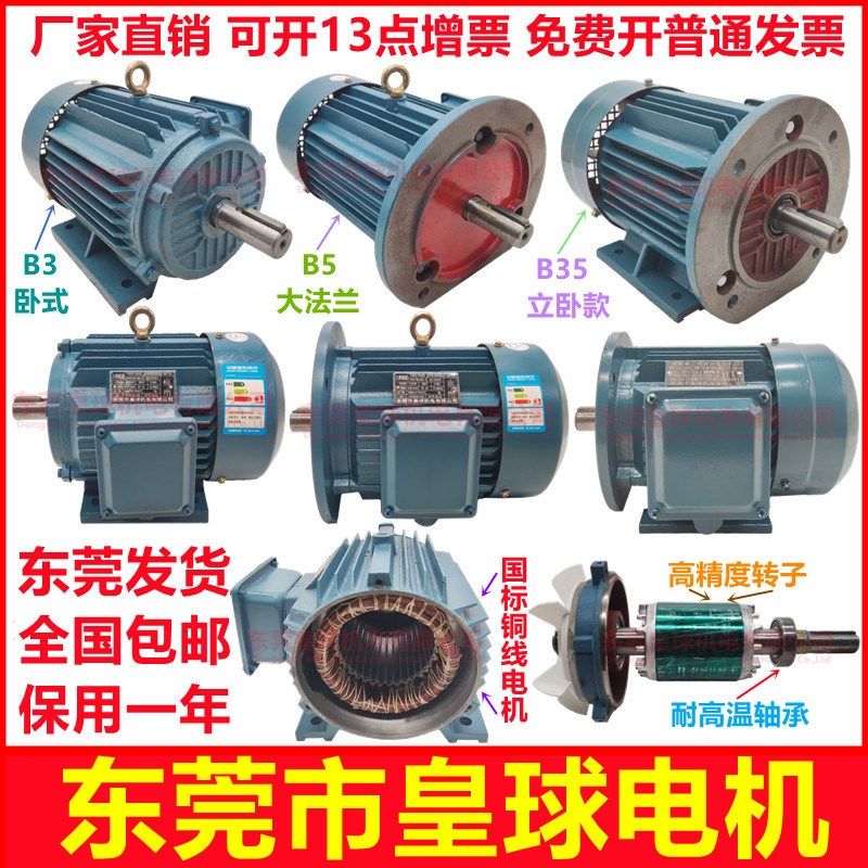 YE3东莞电机三相异步电动机马达B3卧式B5法兰B35立卧国标铜线2级