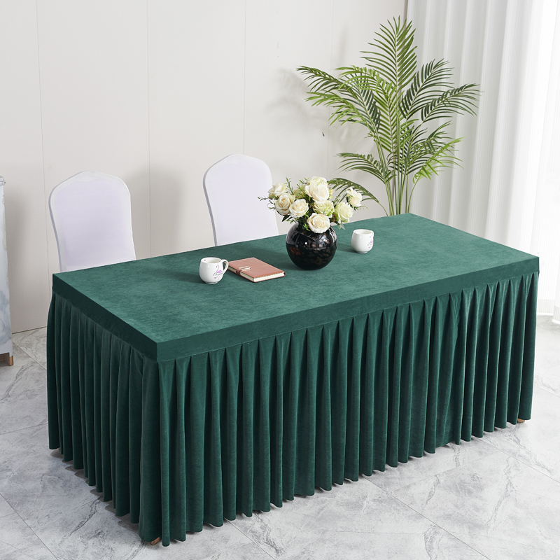 加厚会议室桌布长方形绒布餐桌台布纯色甜品展会活动签到桌罩定制