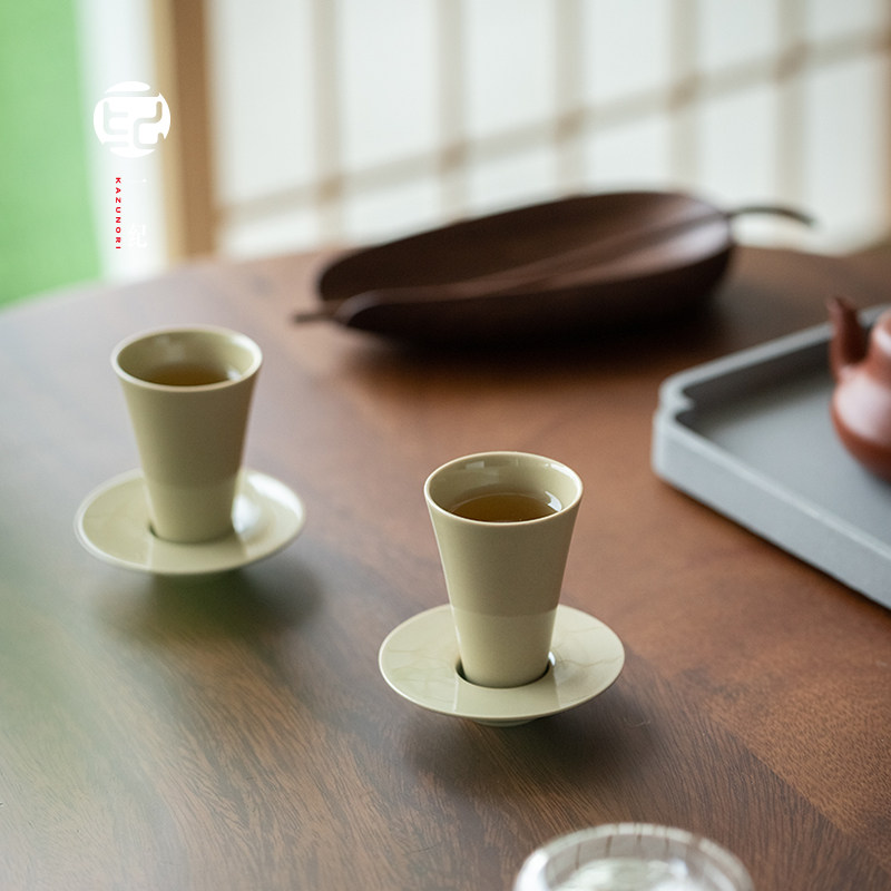 草木灰斗笠高款品茶杯套装陶瓷茶杯主人杯功夫茶具品茗杯闻香杯女