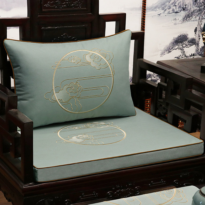现代中式红木沙发垫科技布绣花坐垫实木防滑圈椅垫罗汉床垫五件套