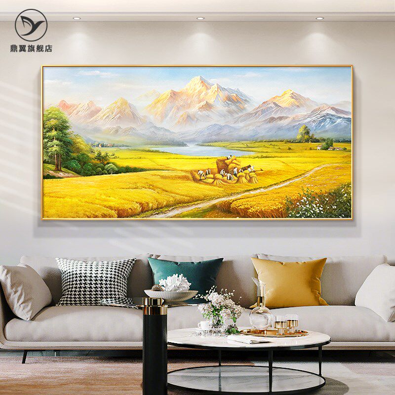 梵高丰收装饰画金山客厅欧式风景手绘油画沙发背景墙壁画麦田挂画
