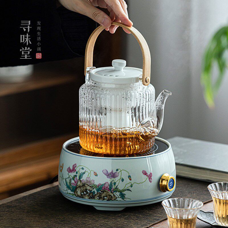 陶瓷电陶炉玻璃蒸茶提梁壶雅致家用多功能煮茶器养生茶烧水茶具
