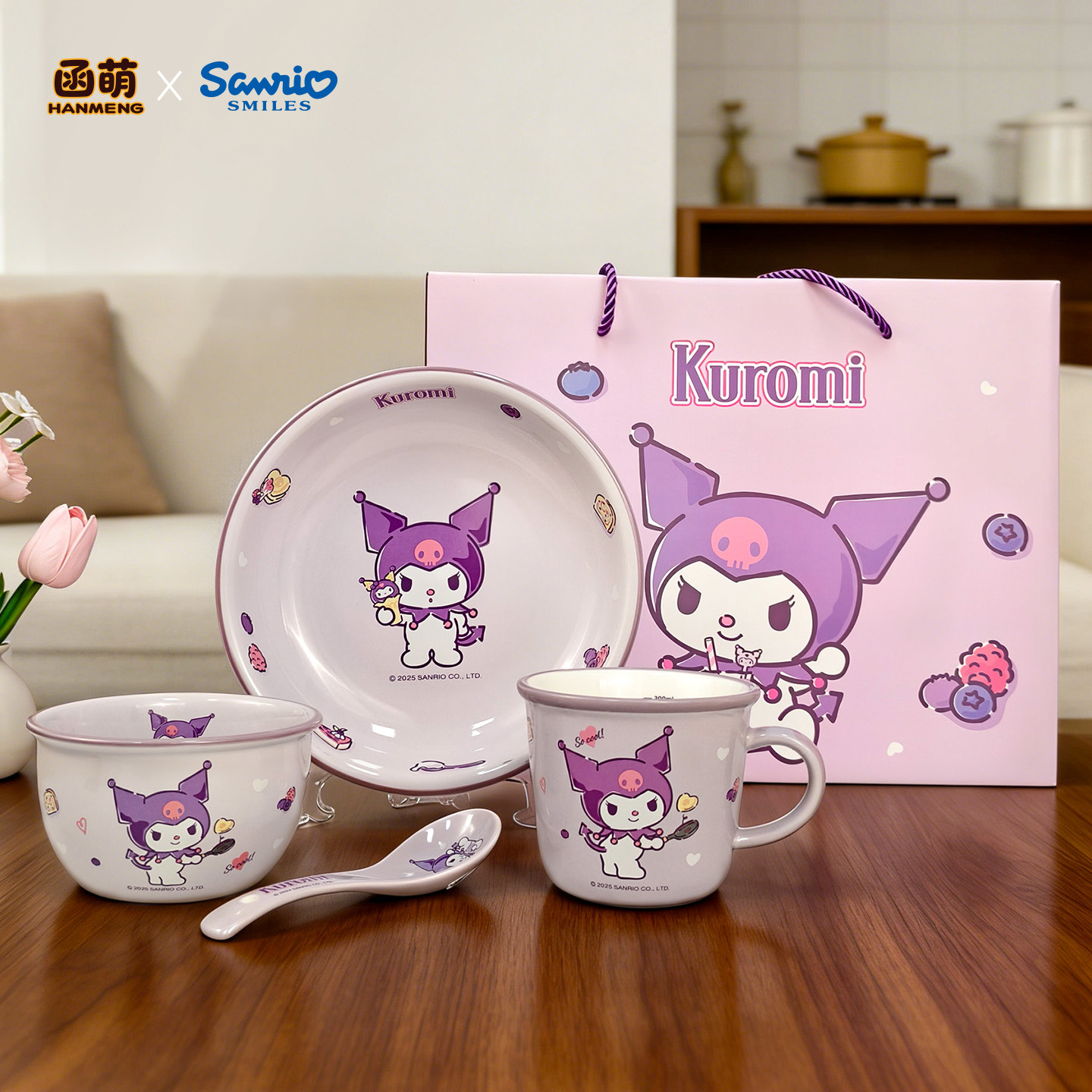 正版授权三丽鸥联名款玉桂狗正品联名陶瓷碗筷水杯一人食套装女生