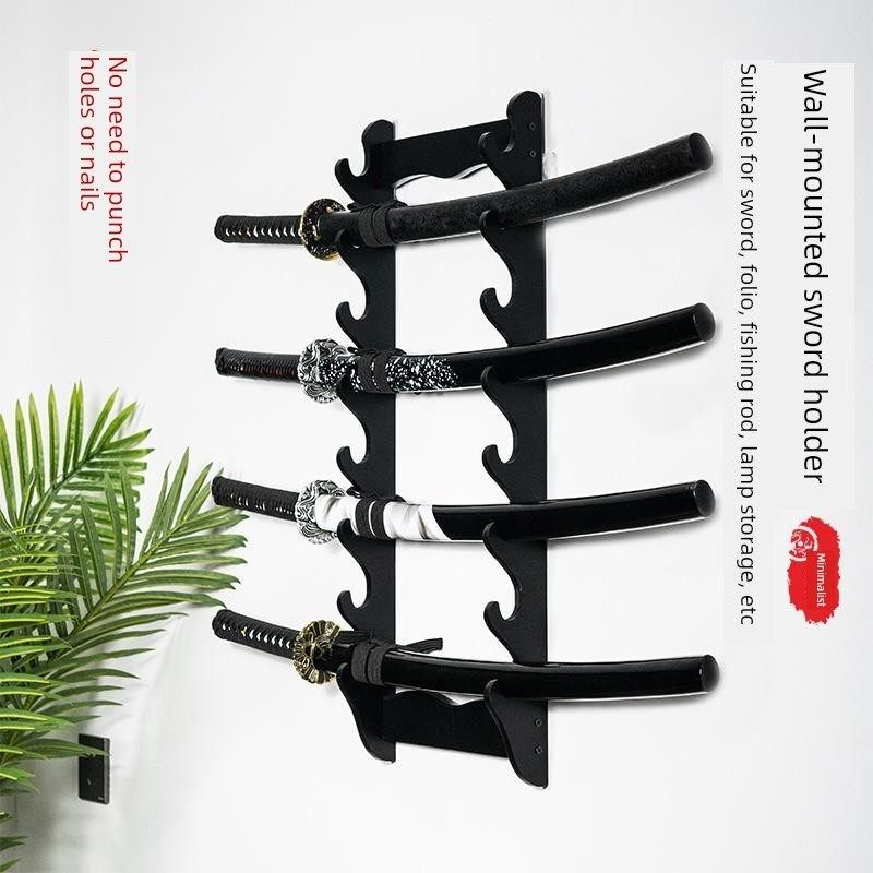 挂壁式刀剑架实木剑托冷兵器架免打孔客厅挂墙收纳笛潇木架渔具架,特色手工艺,剑架/剑托,淘宝优惠券,粉丝福利购,淘宝优惠卷