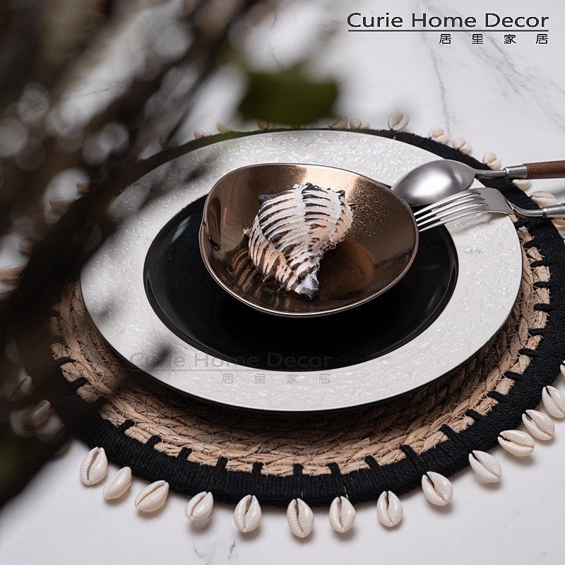 中古风哑光陶瓷餐具 样板间餐桌饰品组合 设计师软装搭配黑白盘子,餐饮具,西餐餐具套装,淘宝优惠券,粉丝福利购,淘宝优惠卷